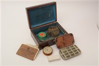 Lot 101 - Fly box and contents, in a rosewood box