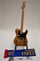 Lot 173 - Signed Status Quo Guitar, cassette, scarf