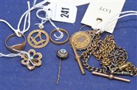 Lot 241 - 22ct wedding band and other items