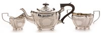 Lot 431 - Three piece silver tea set