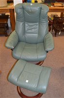 Lot 649 - Pair of easy-chairs and footstools.