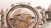 Lot 476 - Zenith. A stainless steel automatic calendar chronograph bracelet watch, El Primero Rainbow