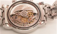 Lot 476 - Zenith. A stainless steel automatic calendar chronograph bracelet watch, El Primero Rainbow