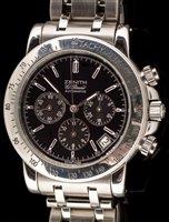 Lot 476 - Zenith. A stainless steel automatic calendar chronograph bracelet watch, El Primero Rainbow