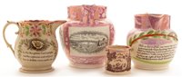 Lot 79 - Four small Sunderland jugs.
