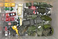 Lot 1993 - Mostly Dinky diecast vehicles, many military type, unboxed.