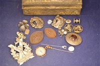 Lot 353 - Gold watch, silver brooches and other items