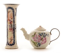 Lot 5 - Chinese sleeve vase;  and Chinese teapot.