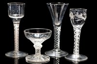 Lot 125 - Three wine glasses; and a sweetmeat glass.