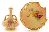 Lot 69 - Royal Worcester vase; and dessert plate.