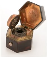 Lot 452 - Pique work tortoiseshell ink well