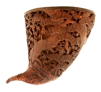 Lot 30 - A 19th Century Chinese carved boxwood libation cup.