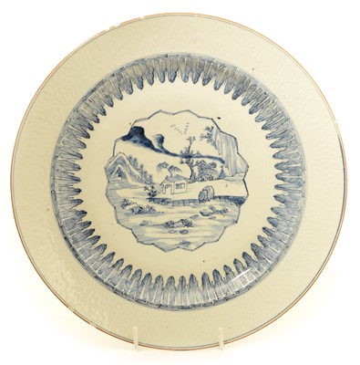 Lot 17 - A Chinese blue and white charger.