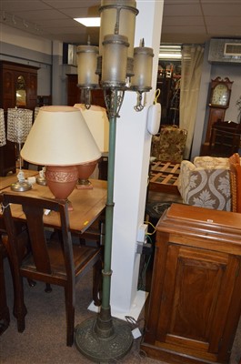 Lot 804 - An Art Deco standard lamp and shades