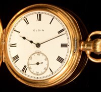 Lot 1168 - 18ct gold Elgin half hunter pocket watch