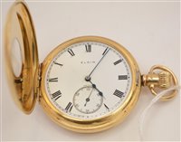 Lot 1168 - 18ct gold Elgin half hunter pocket watch