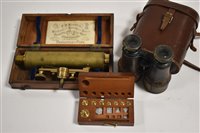 Lot 73 - Drainage level, binoculars and weights