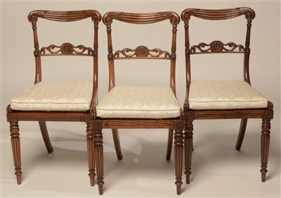 Lot 842 - A set of eight Regency rosewood dining chairs.
