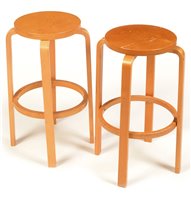 Lot 73 - Pair of bent plywood stools.