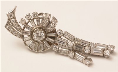 Lot 628 - A pair of diamond drop earrings