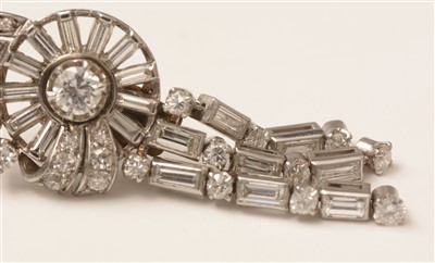 Lot 628 - A pair of diamond drop earrings