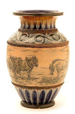 Lot 446 - Hannah B. Barlow: a Doulton Lambeth stoneware vase.