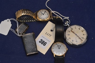Lot 386 - Military pocket watch and other items