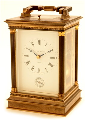 Lot 747 - Matthew Norman: a 20th Century brass cased carriage alarm clock