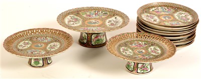 Lot 379 - A late 19th Century Cantonese Famille Rose dessert service.