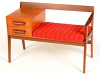 Lot 78A - Chippy Heath: a teak telephone seat/table.