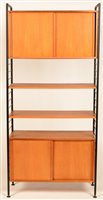 Lot 60 - Ladderex: style teak and black painted metal wall unit.