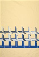 Lot 294 - Screen printed fabric, c1970's, decorated with bands of broken squares