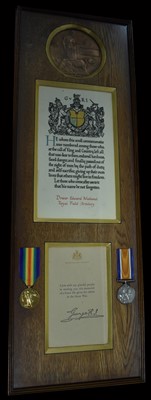 Lot 1629 - First World War pair and plaque