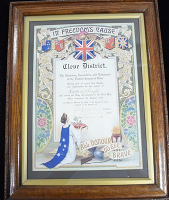 Lot 1859 - First World War Australian appreciation paper