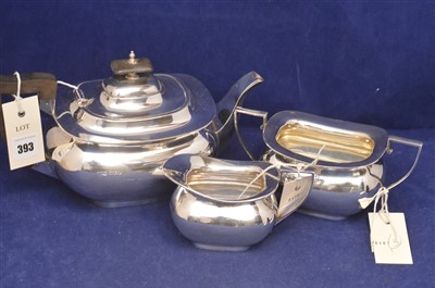 Lot 393 - Silver three piece tea service