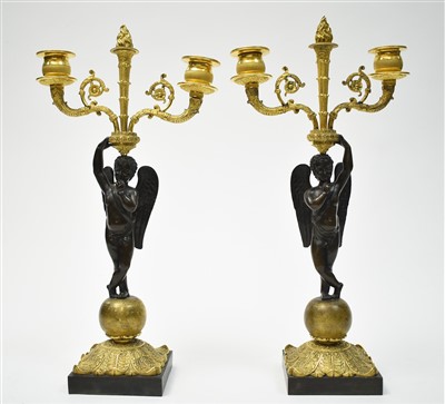 Lot 442 - A pair of candelabra