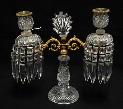 Lot 167 - A mid 19th Century glass double-branch table lustre