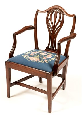 Lot 802 - A Georgian mahogany dining chair, with solid...