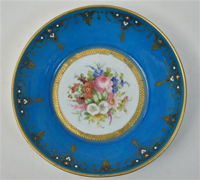 Lot 142 - A Sevres deep 'bleu de roi' saucer.