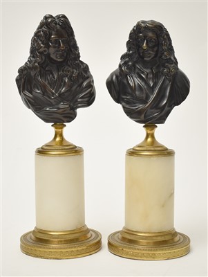 Lot 458 - Pair of bronze busts