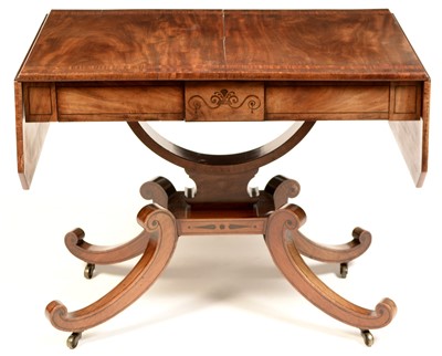 Lot 811 - A George IV mahogany and satinwood banded sofa table.