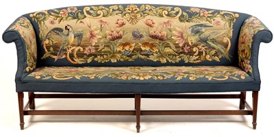 Lot 826 - A Georgian style mahogany bowfront settee.