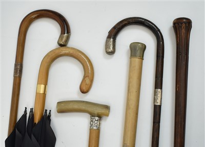 Lot 413 - Walking sticks and umbrella