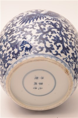 Lot 359 - A pair of late 19th Century Chinese blue and white porcelain ginger jars and covers.