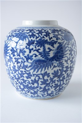 Lot 359 - A pair of late 19th Century Chinese blue and white porcelain ginger jars and covers.