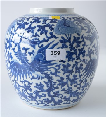 Lot 359 - A pair of late 19th Century Chinese blue and white porcelain ginger jars and covers.