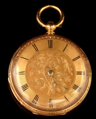 Lot 555 - 18ct gold cased fob watch