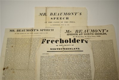 Lot 337 - 1826 Alnwick Election hand bills, in relation...