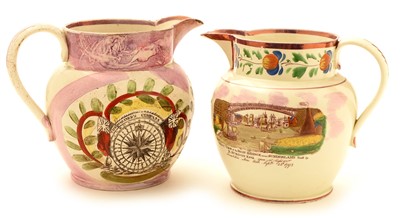 Lot 132 - A 19th Century Sunderland lustre jug; and another.  (2)