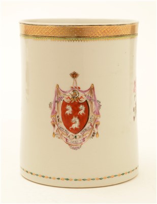 Lot 360 - A Chinese Export armorial porcelain mug.